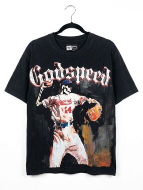 Godspeed Graphic Black Men’s T-Shirt - Skull Baseball Design